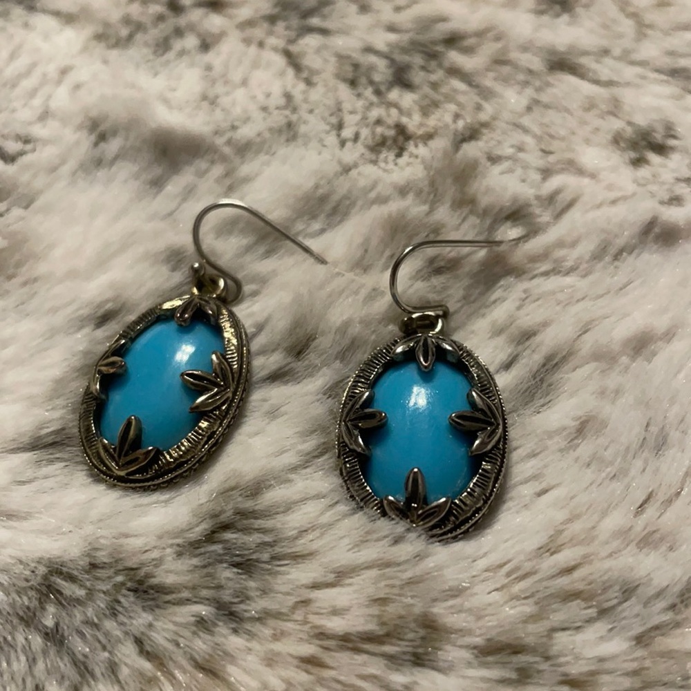 Forever 21 antique silver and blue earrings